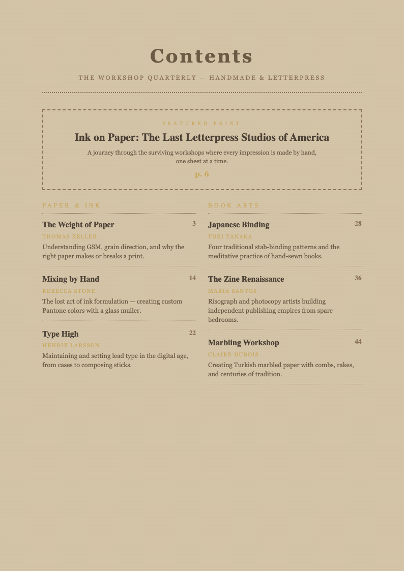 Paper Texture Table Of Contents With Content